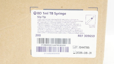 BD 309659 Slip Tip 1ml TB Syringe - Box of 200